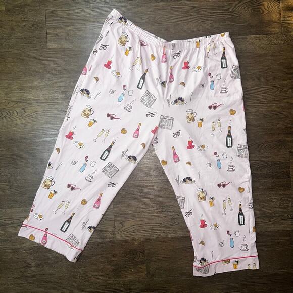 BEDHEAD Let's Do Brunch PJ Pants Bottoms Cropped Pink Stretch 3x EUC - Picture 1 of 9